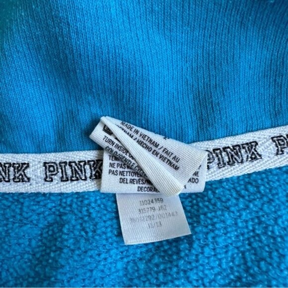 Victoria’s Secret PINK | Bright Blue Logo Quarter-Zip Pullover | Size Small - Picture 9 of 11